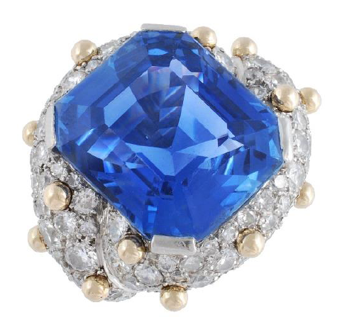 30-carat sapphire and diamond ring by Jean Schlumberger • Image: Dreweatts & Bloomsbury