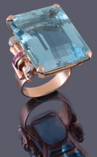 71-carat aquamarine ring by Seaman Schepps • Image: Dreweatts & Bloomsbury