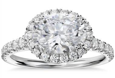 Blue Nile Studio East-West Oval Halo Diamond Engagement Ring in Platinum at Blue Nile