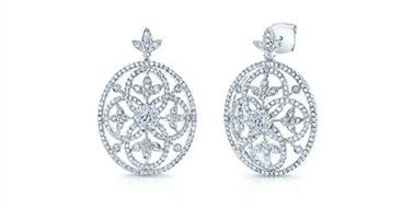 Edwardian Vintage Diamond Drop Earrings - in 14kt White Gold - (1.62 CTW) at Ritani