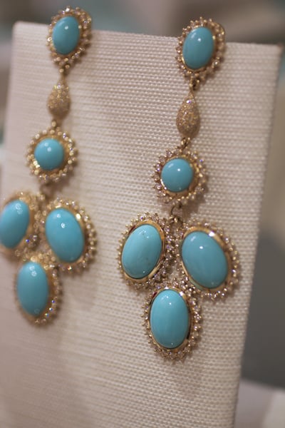 Elizabeth Showers Turquoise and Diamond Marilyn Earrings