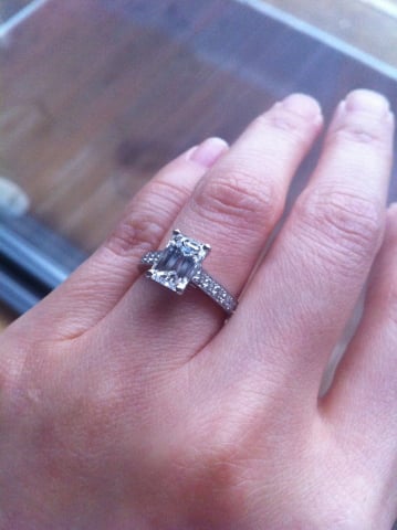 Emerald cut diamond engagement ring - image by merrilymerrily