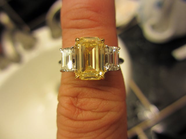 Yellow diamond 3-stone ring by Leon Mege shared by acebruin