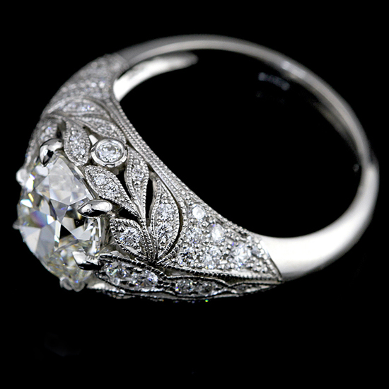 Vintage-style platinum diamond engagement ring by Engagement Rings Direct