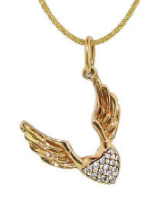 Diamond winged heart charm by Erica Molinari