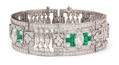 Estate Art Deco Diamond and Emerald Bracelet in Platinum (20 ct. tw.) by Blue Nile