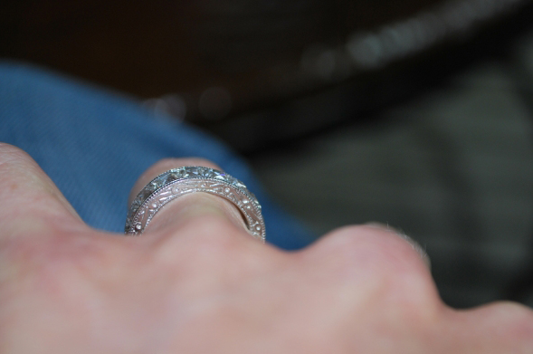 French-cut diamond wedding band