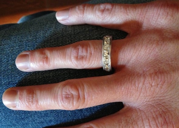 French-cut diamond wedding band