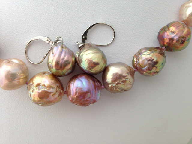 Colorful Freshwater 'Ripple' Pearl Necklaces and Earrings