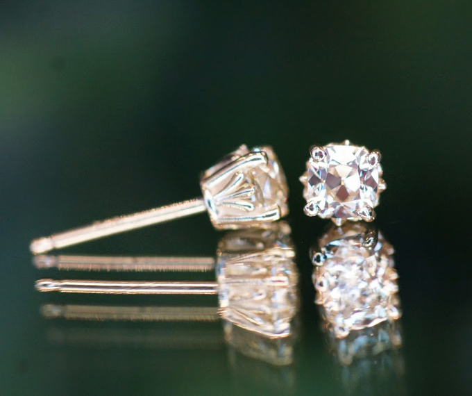 August Vintage Cushion diamond studs from Good Old Gold