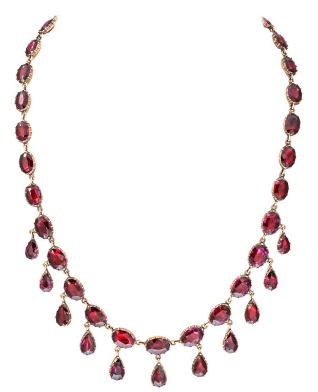 Georgian garnet necklace (circa 1820) from Glorious Antique Jewelry at 1stdibs