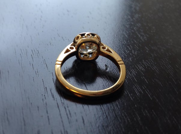 Bezel Diamond Engagement Ring in Yellow Gold
