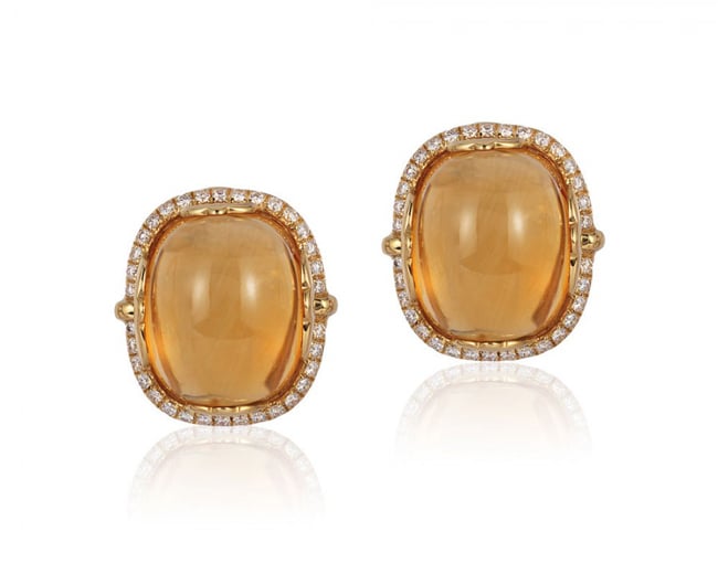 'Rock 'n Roll' citrine cushion cabochon earrings by Goshwara