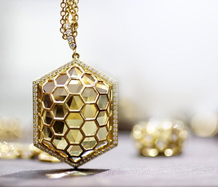 Gumuchian hexagonal 77.43-carat citrine necklace • Image Erika Winters