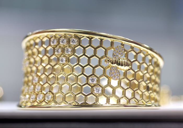 Gumuchian diamond bee cuff in 18k gold • Image Erika Winters