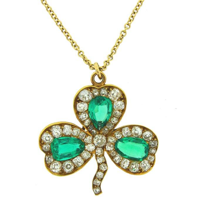 930's J.E. Caldwell Emerald Clover Pendant from Nadine Krakov