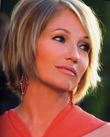 Ellen Barkin wearing JAR Imperial Topaz earrings at the 2005 Academy Awards