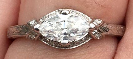 Marquise_Madness' 1925 Vintage Tiffany Inspired Setting:  East-West Marquise Engagement Ring Reset (Top View) - image by Marquise_Madness