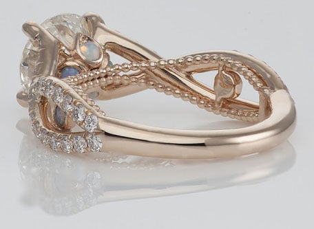 Medphysdave's Unique Twisted Shank Engagement Ring (Bottom Angled View) - image by Steven Kirsch