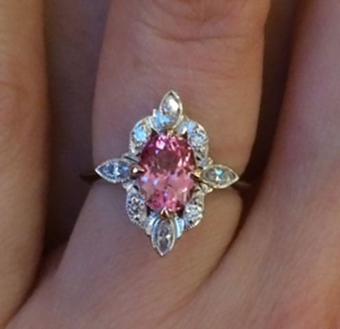 NKOTB's Padparadscha Sapphire of Orangy Pink Ring (Top View) - image by NKOTB