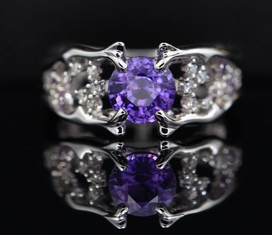 OTL’s 1.55 Carat Unheated Purple Sapphire Ring (Top View) - image from OTL OTL’s 1.55 Carat Unheated Purple Sapphire Ring (Top View) - image from OTL