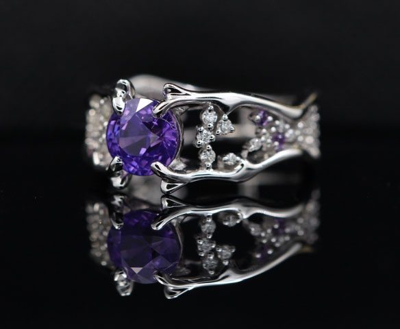 OTL’s 1.55 Carat Unheated Purple Sapphire Ring (Side Angle View) - image from OTL OTL’s 1.55 Carat Unheated Purple Sapphire Ring (Side Angle View) - image from OTL