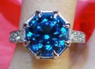 Rothschild55's Antique Cut Round Electric Blue Topaz Ring (Top View) - image by David Klass