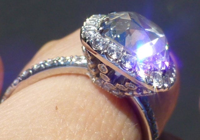 Tarrotka's True Antique Cushion Halo Ring (Angle View) - image by Tarrotka