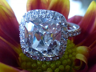 Tarrotka's True Antique Cushion Halo Ring (Top View) - image by Tarrotka