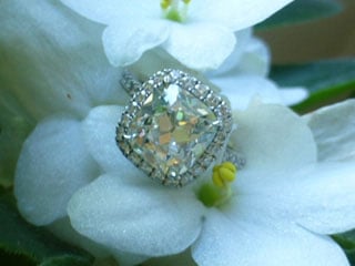 Tarrotka's True Antique Cushion Halo Ring (Top View) - image by Tarrotka