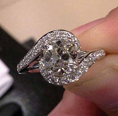 Tekate's August Vintage Cushion Reset: Pendant Transformation to Edwardian Engagement Ring (Infinity Style Setting) - image by Tekate Tekate's August Vintage Cushion Reset: Pendant Transformation to Edwardian Engagement Ring (Infinity Style Setting) - image by Tekate