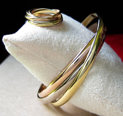 Yssie's Cartier 18K Trinity Bracelet and Ring Set - image by Yssie Yssie's Cartier 18K Trinity Bracelet and Ring Set - image by Yssie