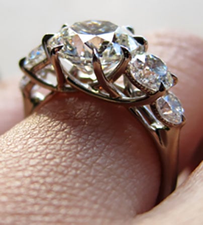 Yssie's Stunning 5-Stone 8-Prong Trellis Reset Ring (Side-Angle View) - image by Yssie