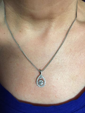 binky5450's Pear Halo with Round Center Diamond Pendant (Neck View) - image by binky5450