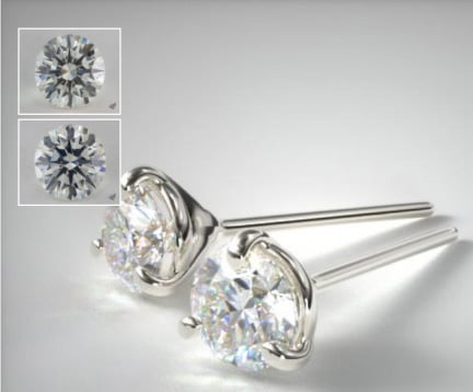 Cokitty's 3-Prong Platinum Martini Studs (Angle View) - image by James Allen