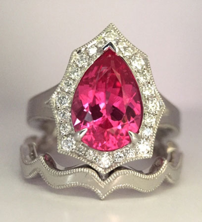 distracts's 2.15 Carats Mahenge Spinel Scalloped Halo Ring (Top View) - image by distracts