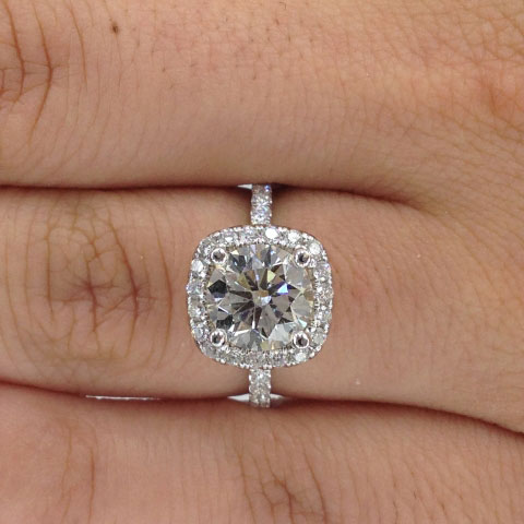 iamdre's Harry Winston Inspired 2 Carat Round Cushion Halo Ring (Top View) - image by iamdre