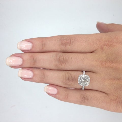 iamdre's Harry Winston Inspired 2 Carat Round Cushion Halo Ring (Hand View) - image by iamdre