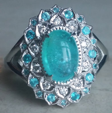 mochiko42's 2.05 Carats Brazilian Paraiba Halo Ring (Top View) - image by mochiko42