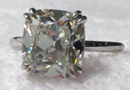 wintotty's 4.27 Carat August Vintage Cushion (AVC) Diamond Ring (Top View) - image by wintotty