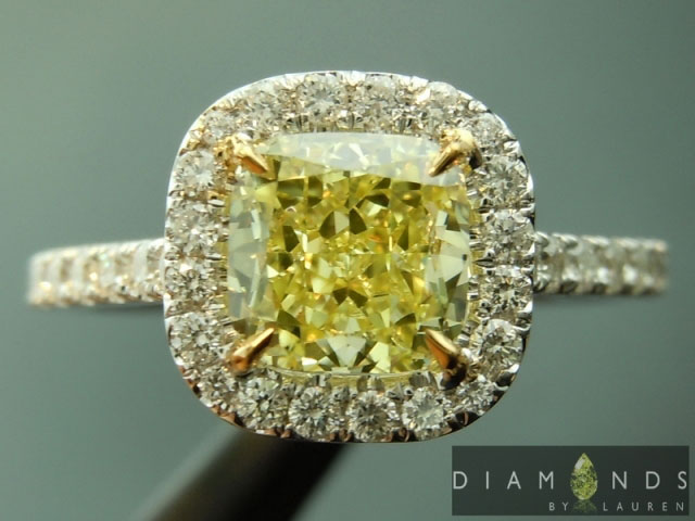 Wizardman123's Cushion Cut Halo Two-Toned Diamond Engagement Ring (Top View) - image by Diamonds by Lauren