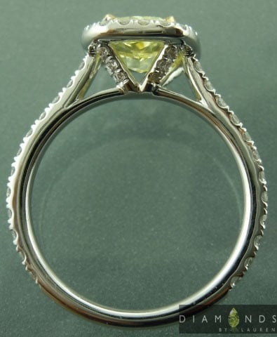 Wizardman123's Cushion Cut Halo Two-Toned Diamond Engagement Ring (Side View) - image by Diamonds by Lauren