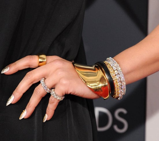 Jennifer Lopez in Norman Silverman diamond jewelry: 2013 Grammy Awards