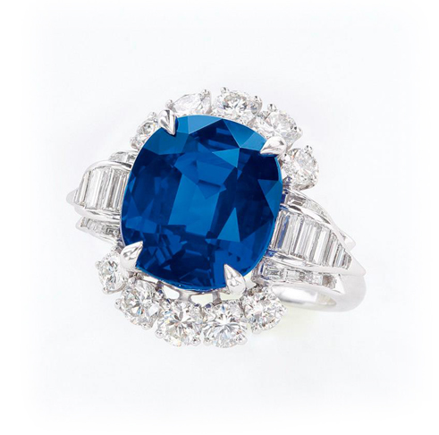 Sotheby's Hong Kong April 8 Auction: 7.68-carat Kashmir sapphire and diamond ring by Harry Winston