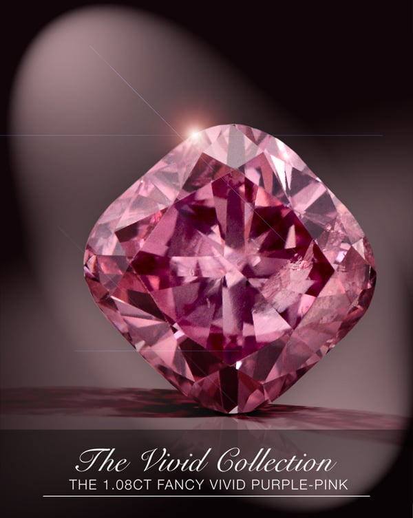 1.08-carat fancy-vivid purplish pink diamond from Leibish & Co.