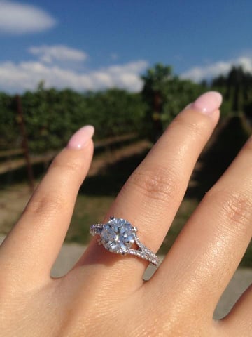 Diamond engagement ring by Leon Megé