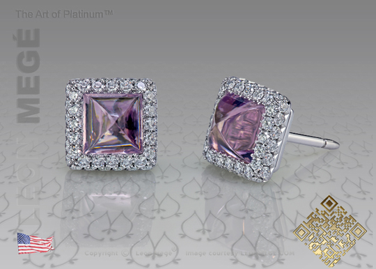 Leon Megé lavender spinel and diamond earrings