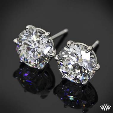 18k White Gold 6 Prong “Martini” Earrings - Settings Only by Whiteflash