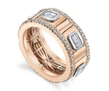 Michael B MB2-40-BLT-01-SPECIAL Michael B “Bolt” Emerald Cut and Pave Diamond Band at Solomon Brothers