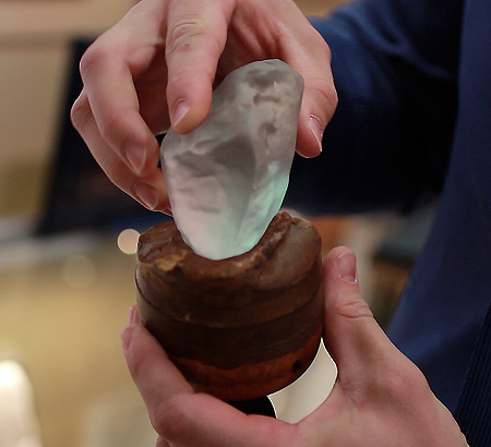 Mike Asscher holds model of The Cullinan rough diamond